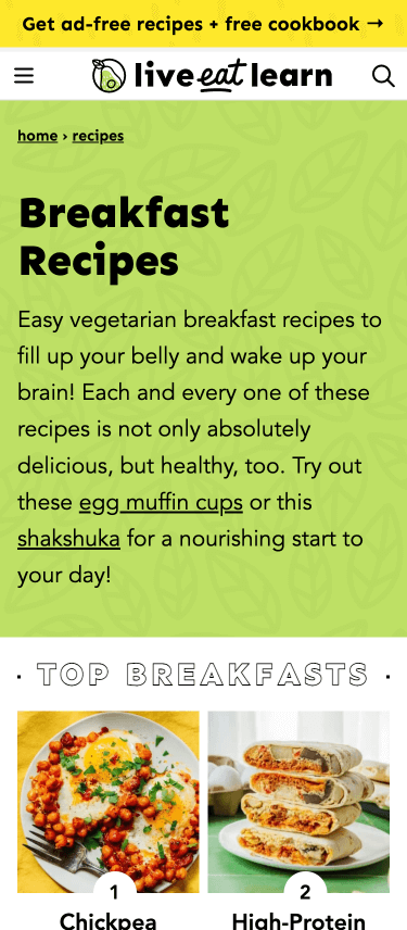 Live Eat Learn Category Mobile Page