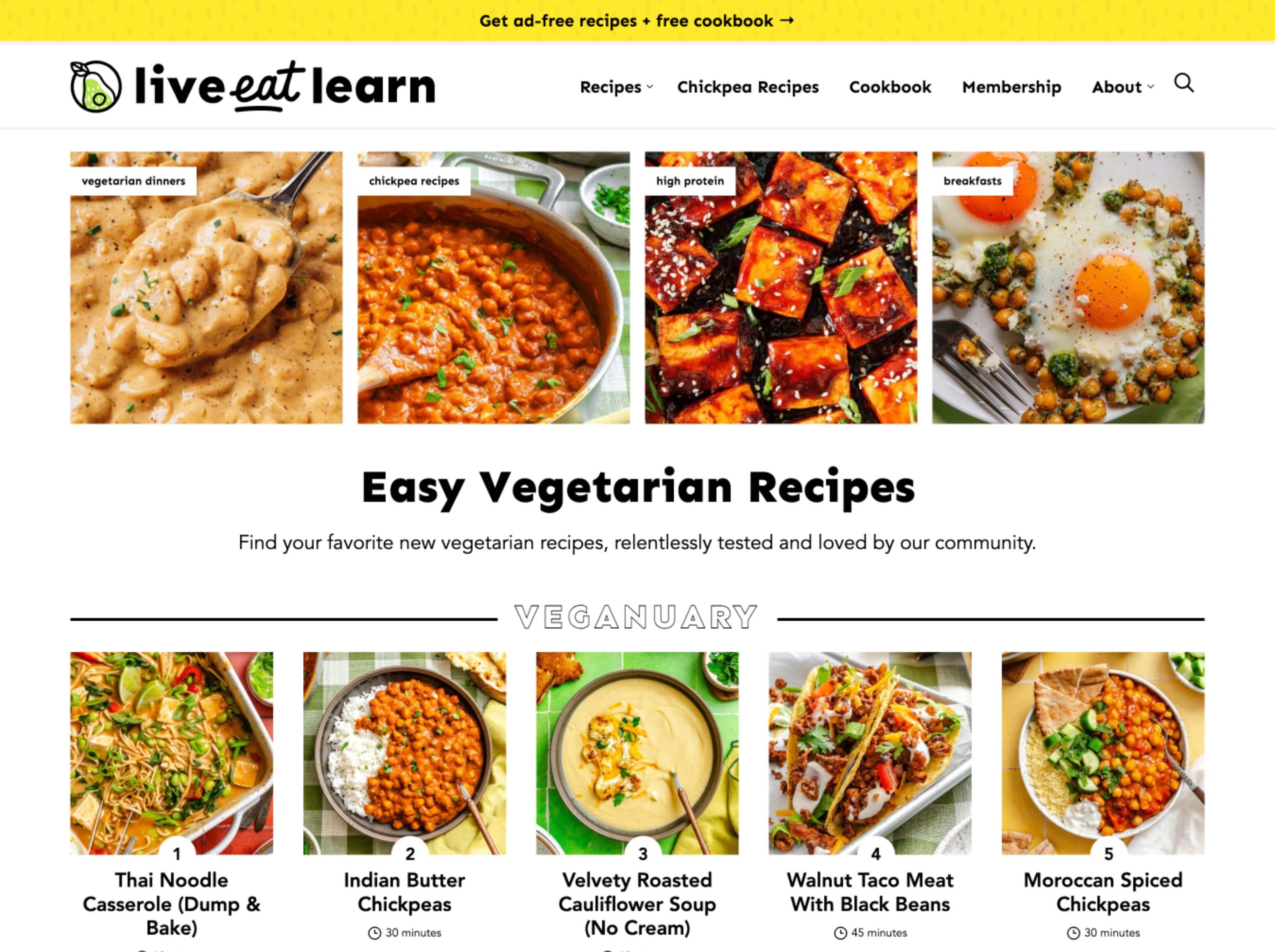 Live Eat Learn home page