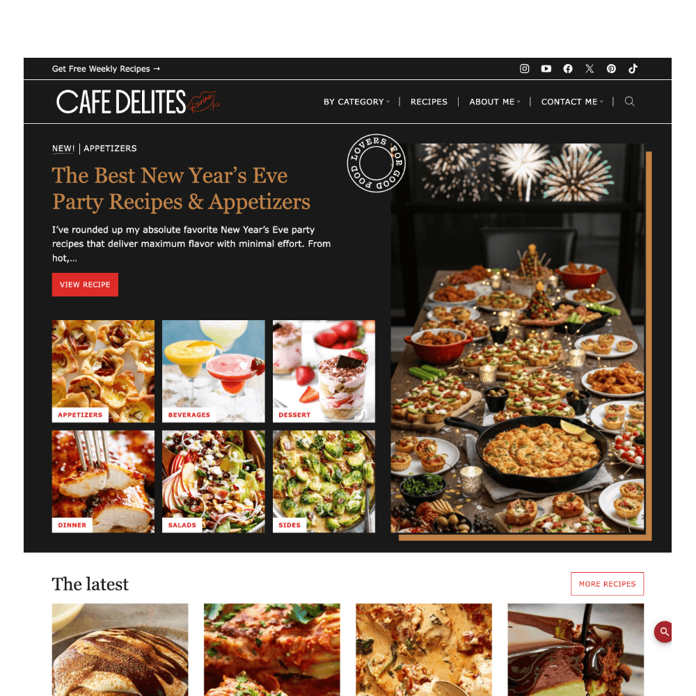 Cafe Delites homepage screenshot