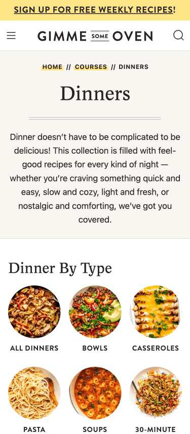 Gimme Some Oven category page screenshot